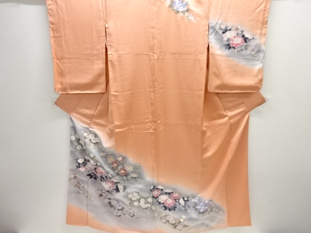 未使用品　波に牡丹・菊・紫陽花模様訪問着